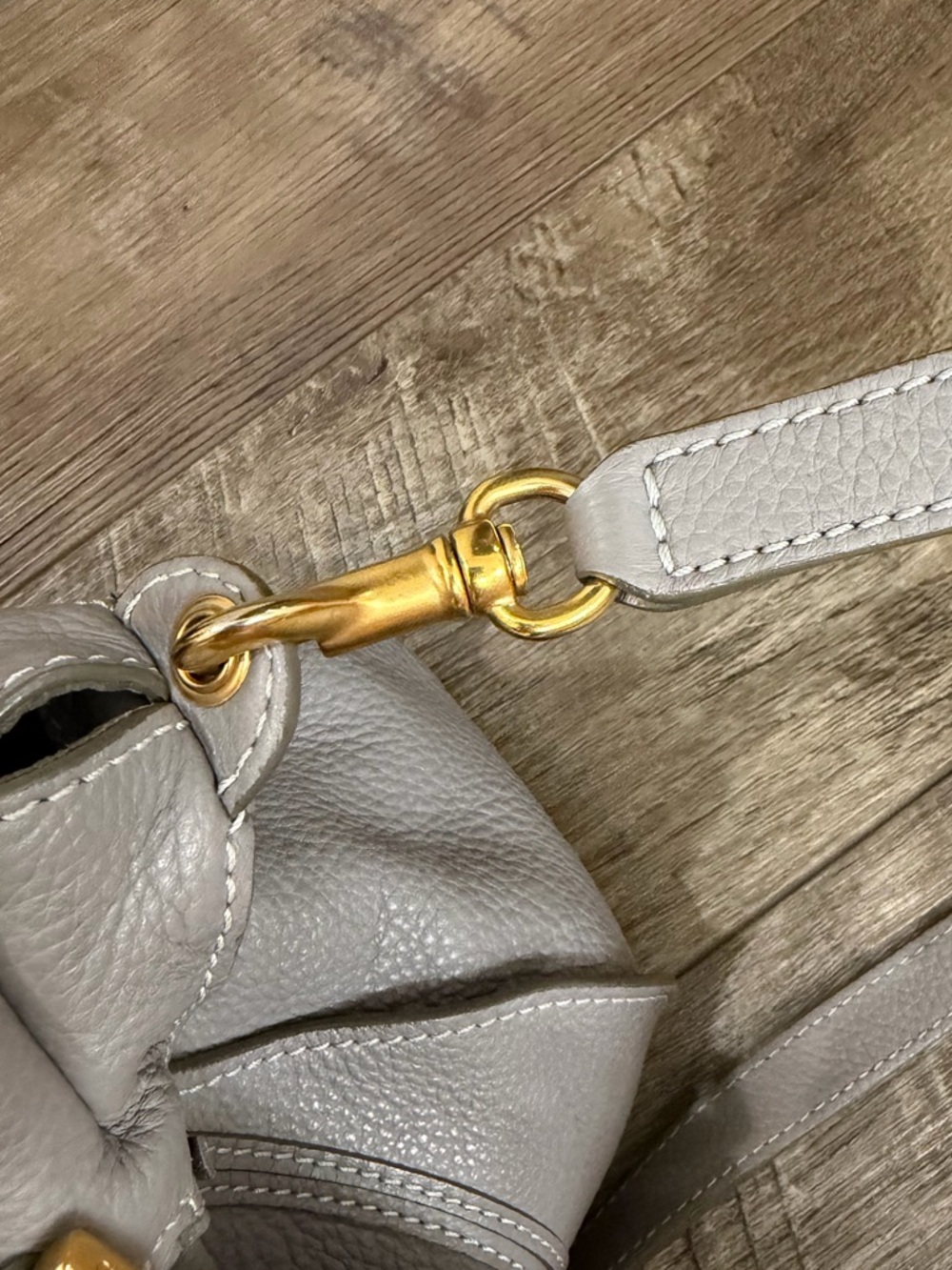 Chloe Marcie Medium Dove Gray Leather Shoulder Bag with Gold Hardware - Picture 7 of 11